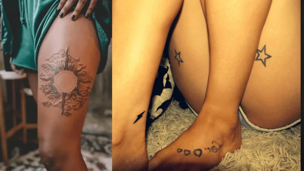 Celestial Tattoos on thigh