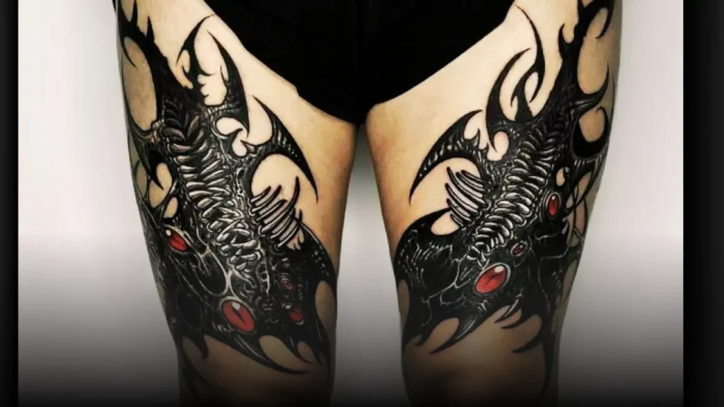 Gothic and Dark Art Tattoos on thigh