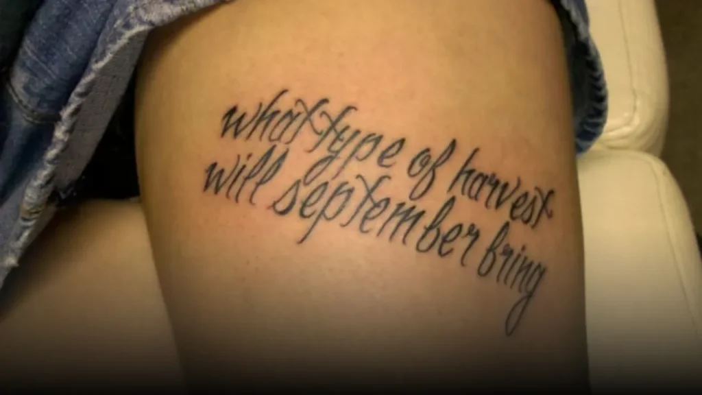 Inspirational Quote Tattoos on thigh