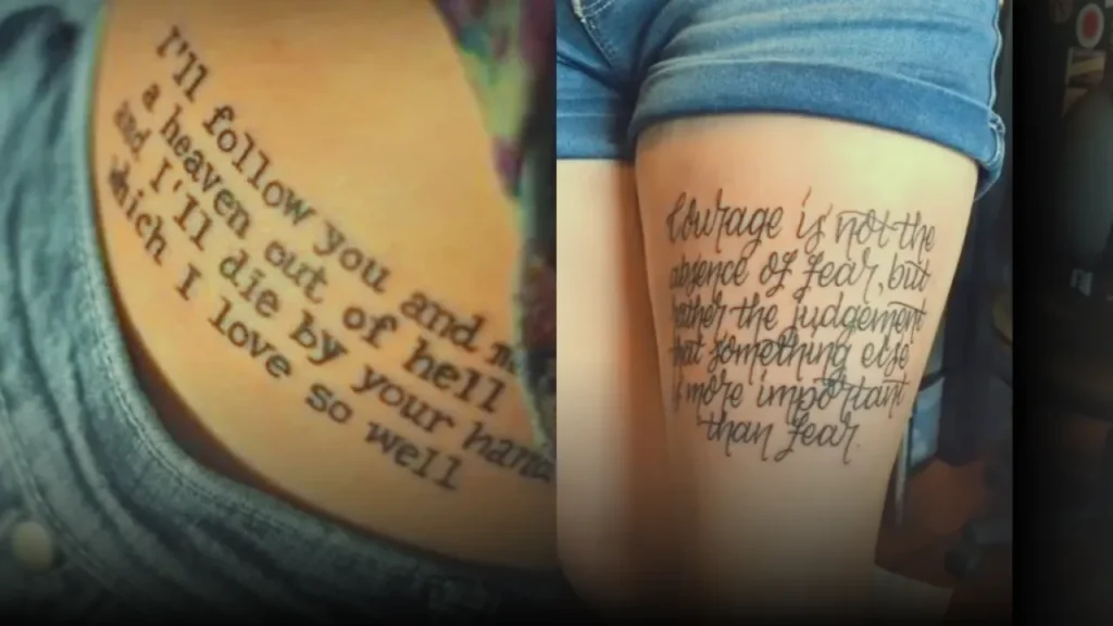 Lover's Poem Tattoos on thigh