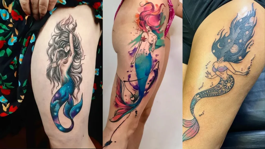 Mermaids Tattoo on thigh