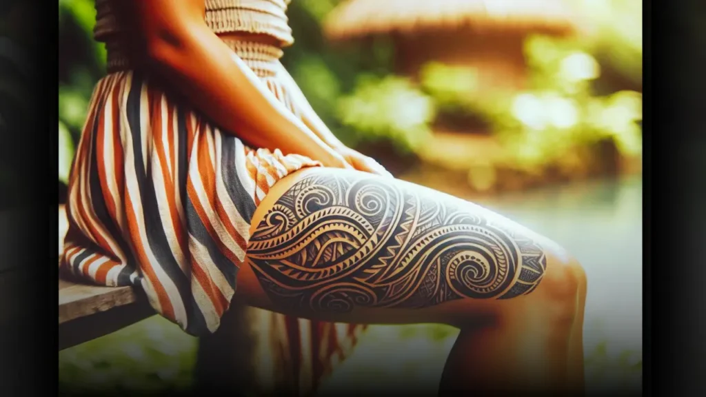 Polynesian Tattoos on thigh