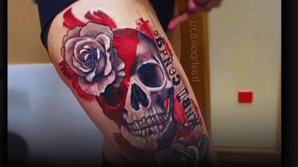 Skull Tattoos on thigh