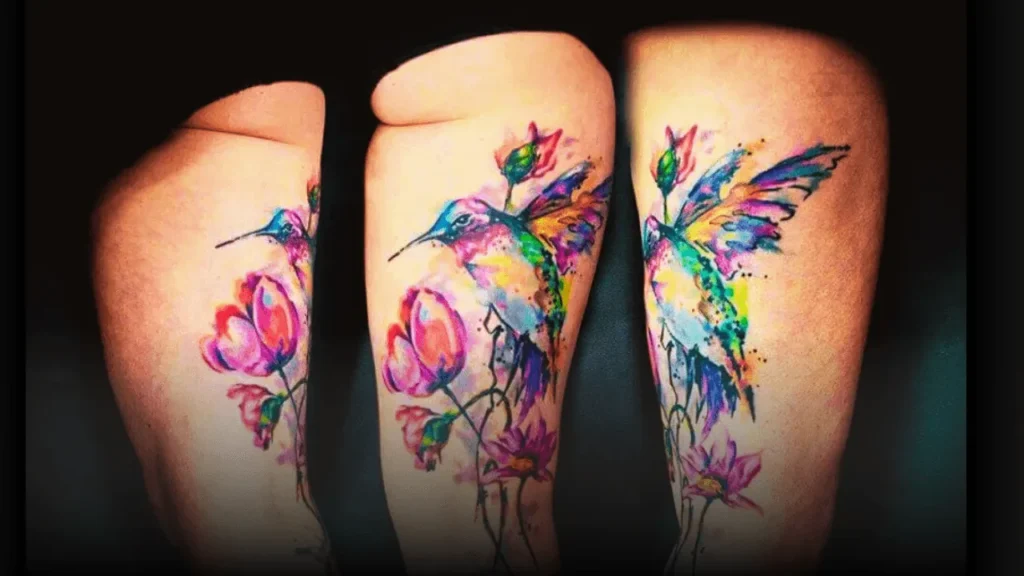 Watercolor Tattoos on Thigh