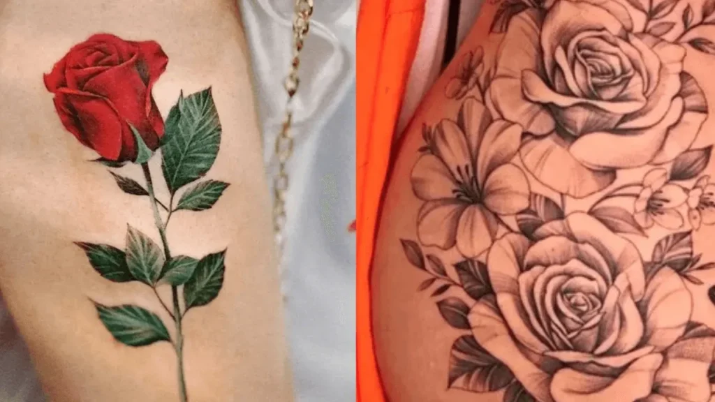 Thigh Rose Tattoos