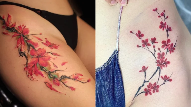 Cherry Blossom Thigh Tattoo